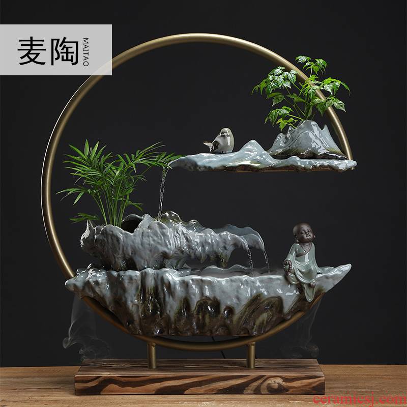 MaiTao new Chinese zen unit water fountain humidifier lucky office desktop decoration and furnishing articles opening gifts