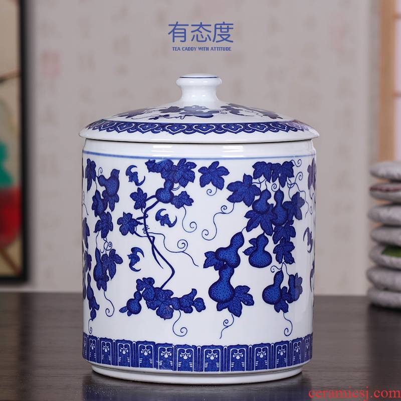 Tea barrel caddy fixings jingdezhen ceramic storage POTS sealed tank size 2 jins home put Tea POTS