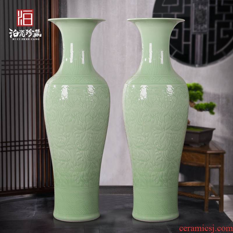 Chinese jingdezhen ceramics engraving big vase furnishing articles sitting room adornment landing large hotel opening gifts