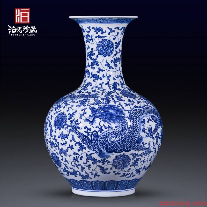 Jingdezhen ceramics hand - made antique blue and white porcelain vases, large flower arrangement sitting room adornment of Chinese style household furnishing articles