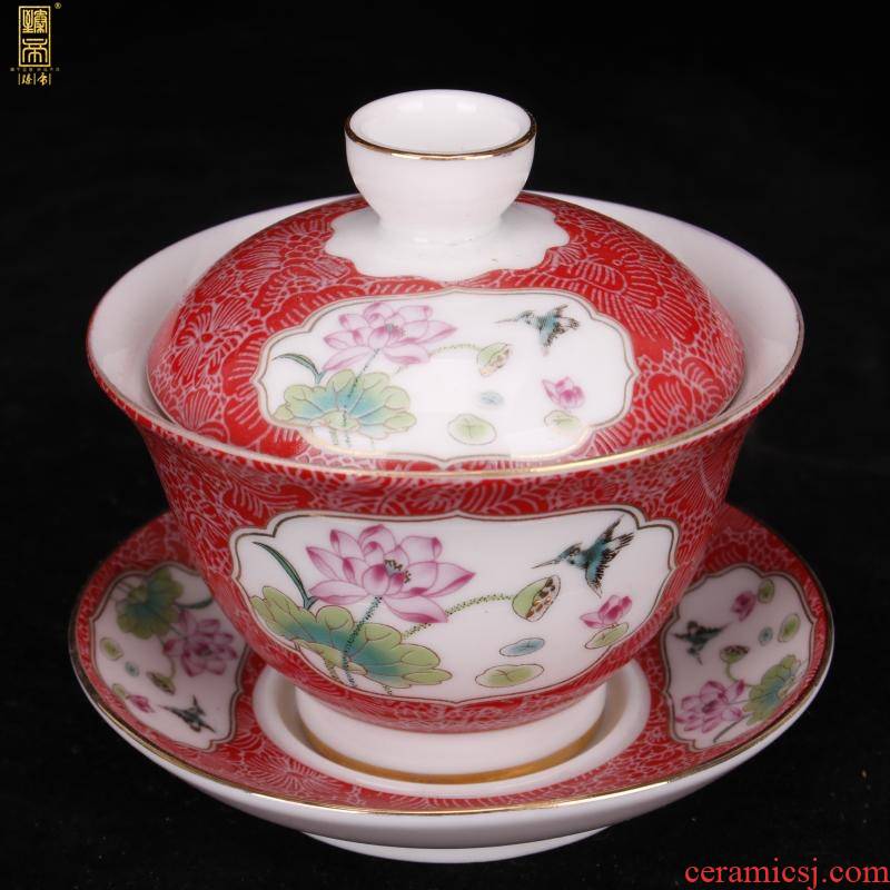 Jingdezhen imitation YongZhengNian only three fuels the wire inlay enamel lid cup tureen boutique tea cups antique furnishing articles