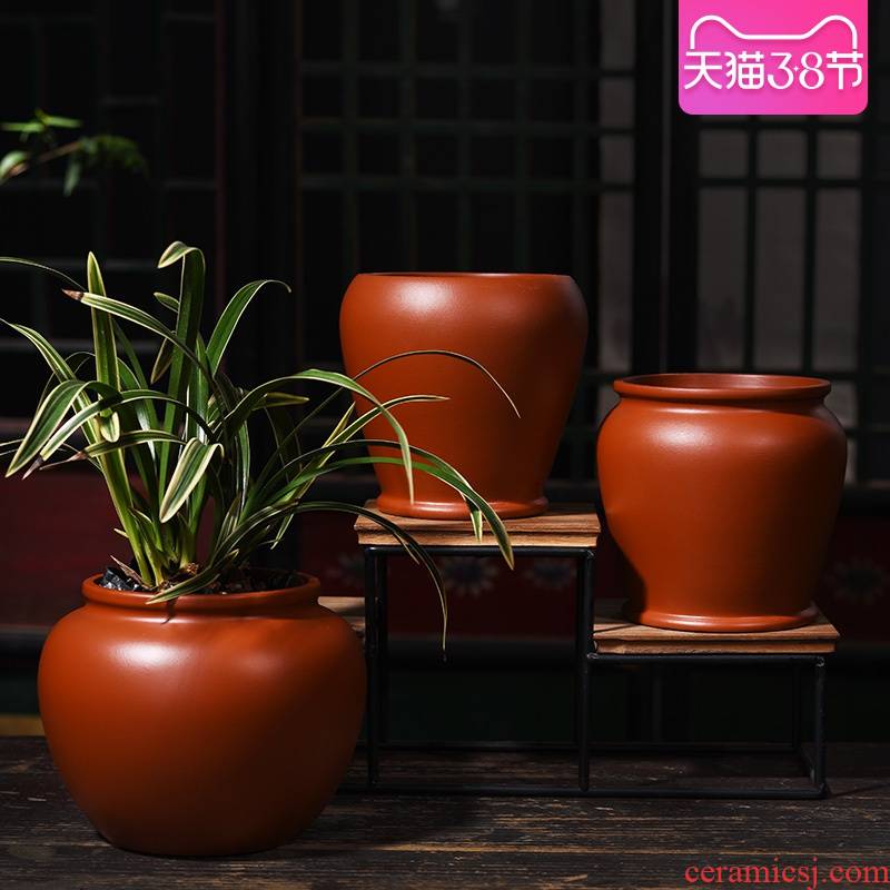 Yixing purple sand flowerpot indoor green plant pot of new Chinese style household bracketplant creative meaty plant ceramic orchid pot