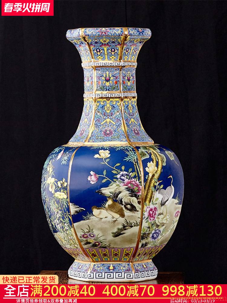 Jingdezhen ceramics antique vase furnishing articles sitting room flower arranging Chinese style classical large rich ancient frame home decoration