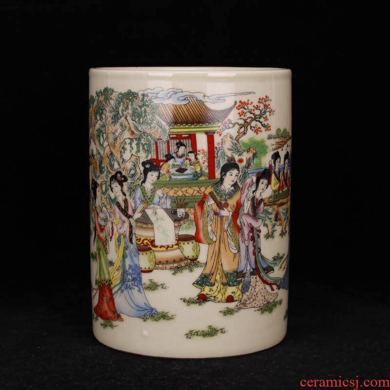 Jingdezhen brush pot imitation word with pastel antique porcelain vase furnishing articles desk four antique home decoration