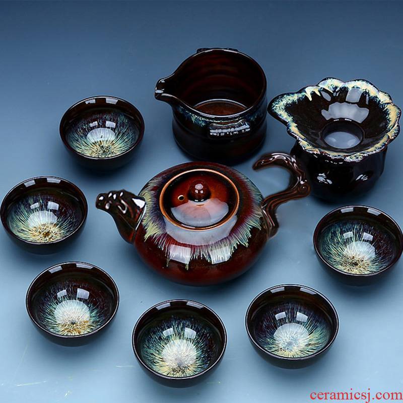 Variable tureen teapot tea set temmoku glaze up kung fu tea set a complete set of jun porcelain ceramic tea set