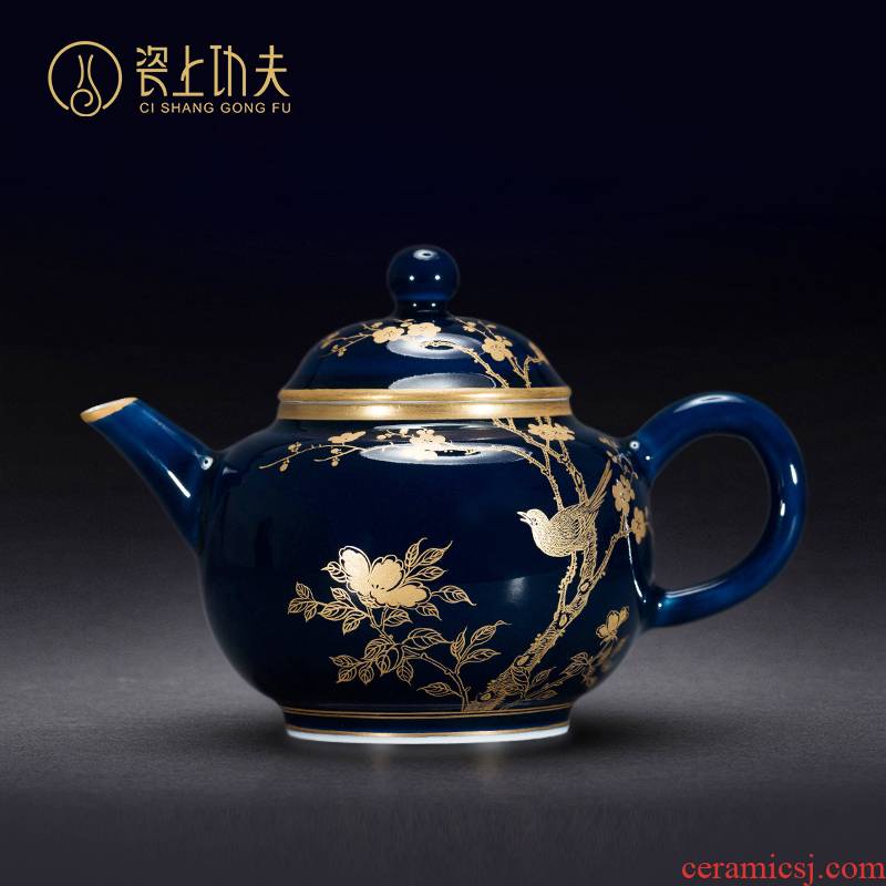 Jingdezhen ceramic ji blue stroke hand - made flowers and birds the teapot kung fu tea accessories all hand ewer teapot