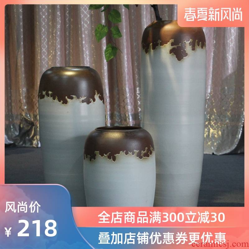 Jingdezhen ceramic vase landing white vase modern European sitting room hotel villa place big flower, flower arrangement