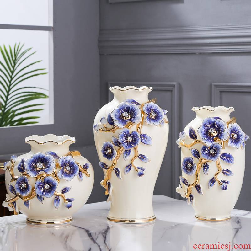 Fort SAN road simulation flower arranging new royal blue name plum flower vase European household living room TV cabinet ceramic vases, furnishing articles