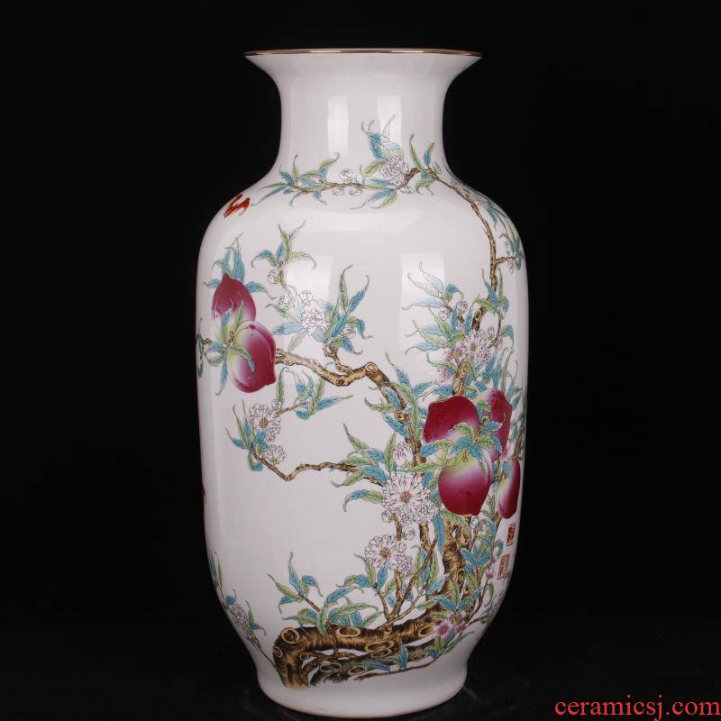 Jingdezhen pastel live long and proper floor idea gourd bottle sitting room of Chinese style household company store decoration vase