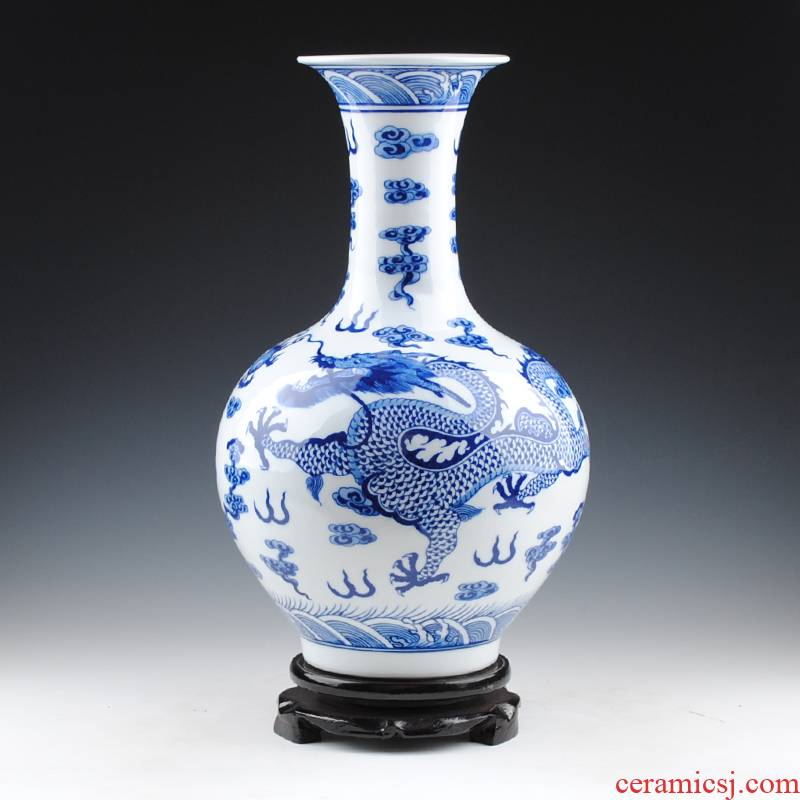 Jingdezhen blue and white porcelain vase household ceramics from the sitting room flower arranging rich ancient frame of Chinese style household adornment TV ark