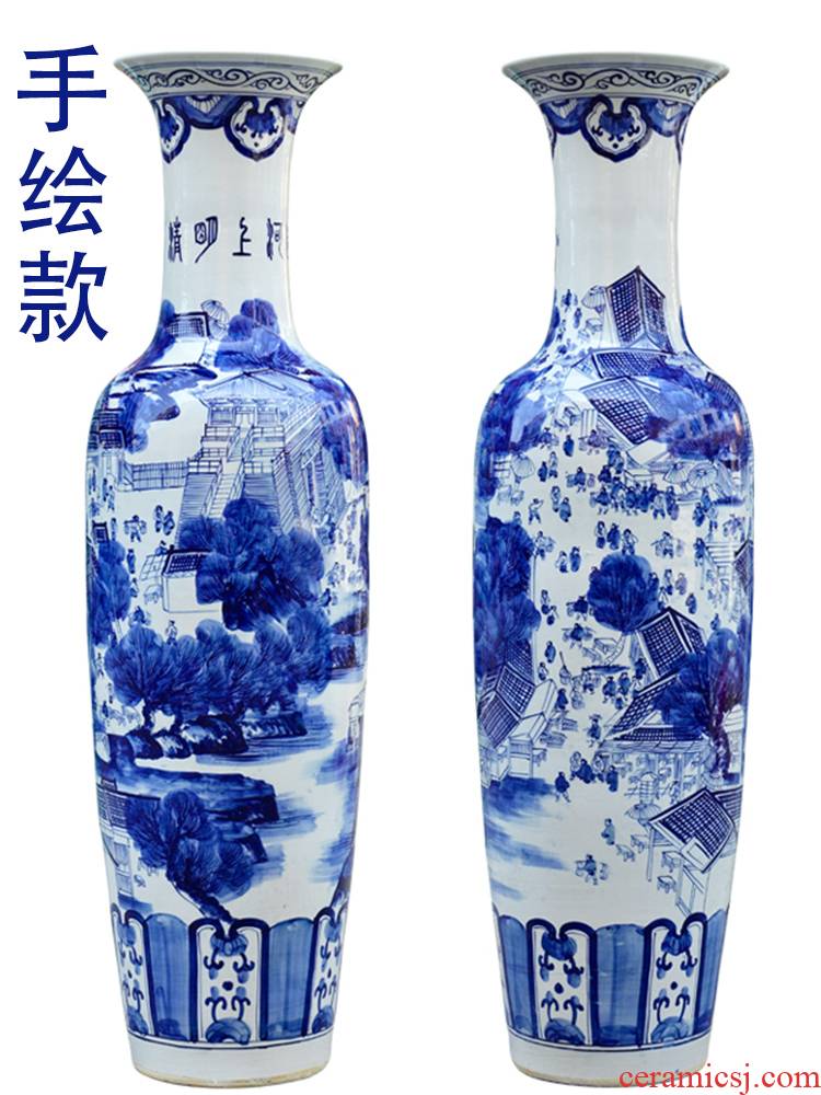 Blue and white porcelain of jingdezhen ceramics hand - made ching Ming vase painting of large sitting room place opening gifts