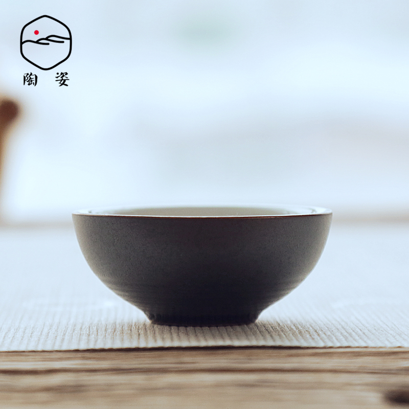 TaoZi rust up kung fu ceramic cups of black glaze sample tea cup Japanese zen tea item restoring ancient ways