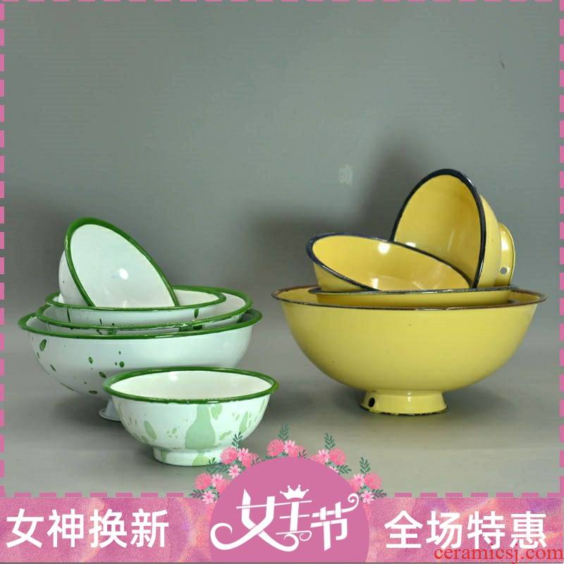 A Warm harbor old enamel bowls nostalgic eat ice flowers yellow bowl mercifully rainbow such as bowl with retro theme hotel
