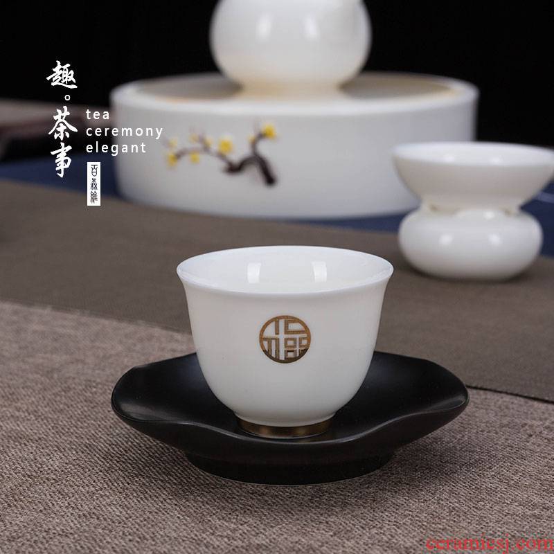 Babson d dehua white porcelain paint sample tea cup household utensils suet jade cup small ceramic cup a single master