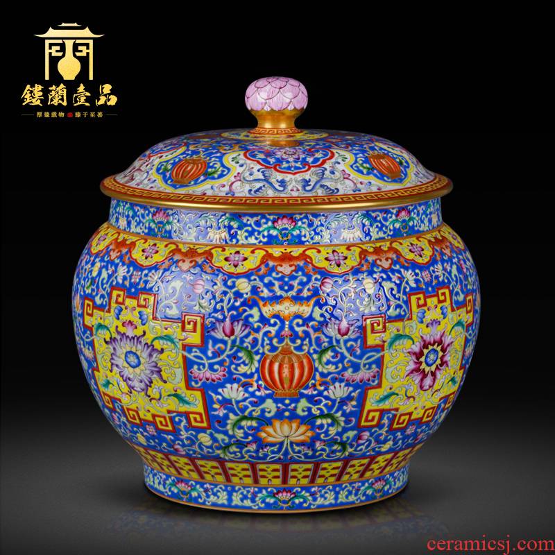 Jingdezhen ceramic all hand colored enamel live ten thousand broke the orb cover tea pot Chinese style household decorative furnishing articles
