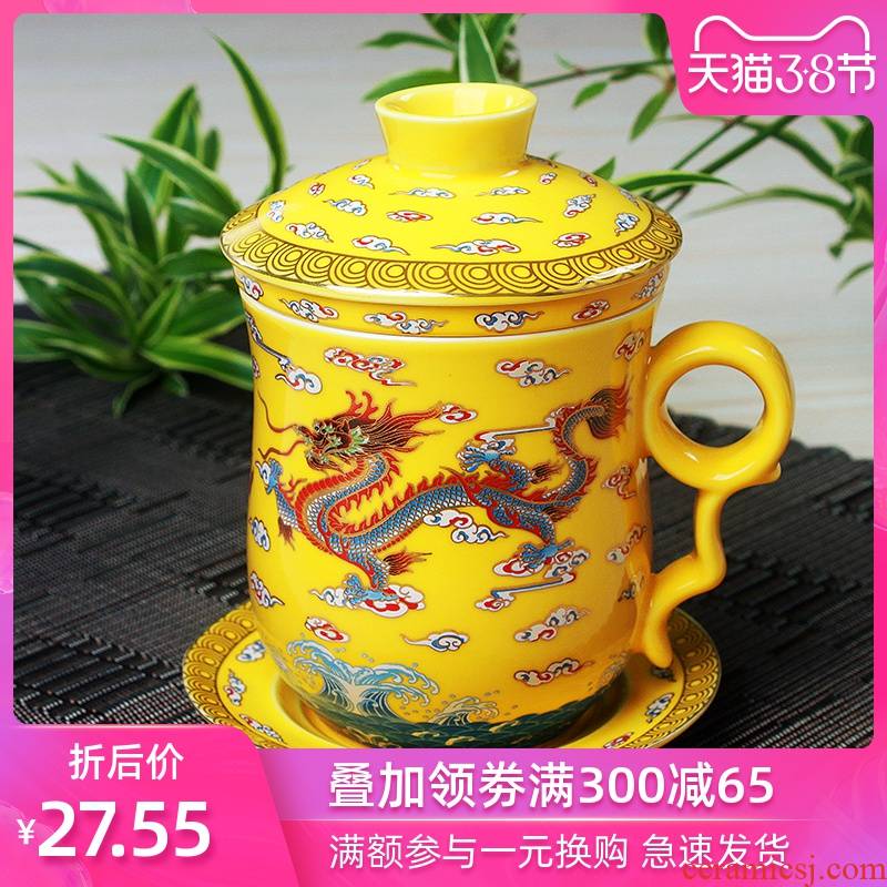 Palettes nameplates, ceramic cups with cover filter four personal office of blue and white porcelain cup of kung fu tea tea cup