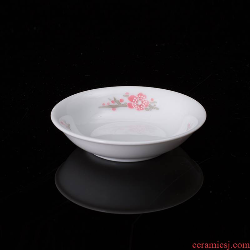 China red porcelain up with hong mei good/lotus flowers 4 inches flavour dish hand - made ceramic bracket porcelain packing