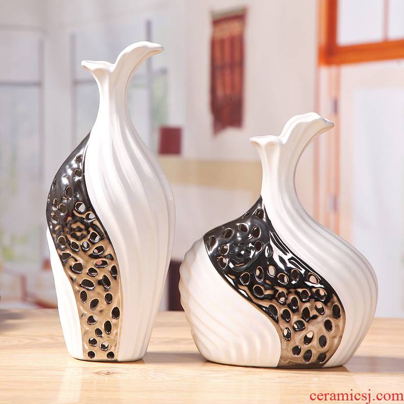 European TV cabinet mesa vase furnishing articles home decoration jingdezhen ceramic vase silver vase