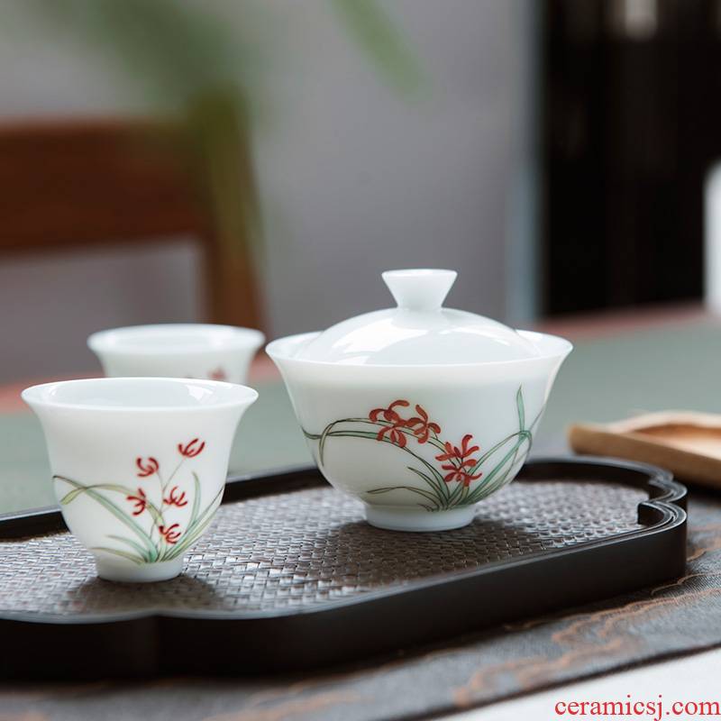 Good thing JingLan kung fu tea sets suit modern hand - made orchid sitting room jingdezhen porcelain tea tea set