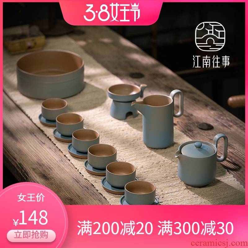 Jiangnan past kung fu tea set suit fool ceramic coarse pottery teapot household contracted a whole set of new Chinese style