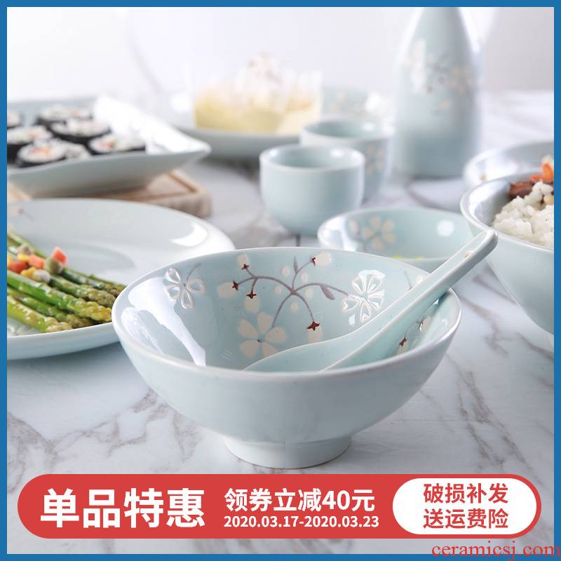 Yuquan "sakura" Japanese hand - made rainbow such as bowl crockery bowl dish rice bowls individual household fish dish