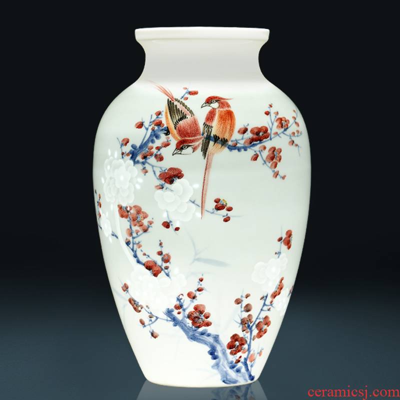 Beaming vases, flower arranging jingdezhen ceramics by hand carved Chinese style living room home decoration furnishing articles