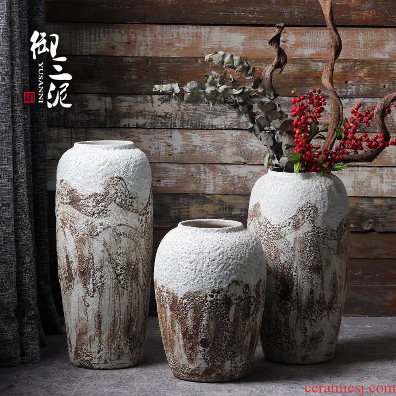 Jingdezhen ceramic checking out little pure and fresh and coarse pottery ground flower arrangement sitting room place vase soil POTS dry flower pot