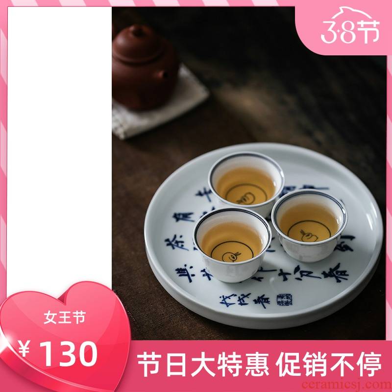 Poly real scene antique hand sample tea cup jingdezhen blue and white hand plant ash small ceramic kung fu tea cups