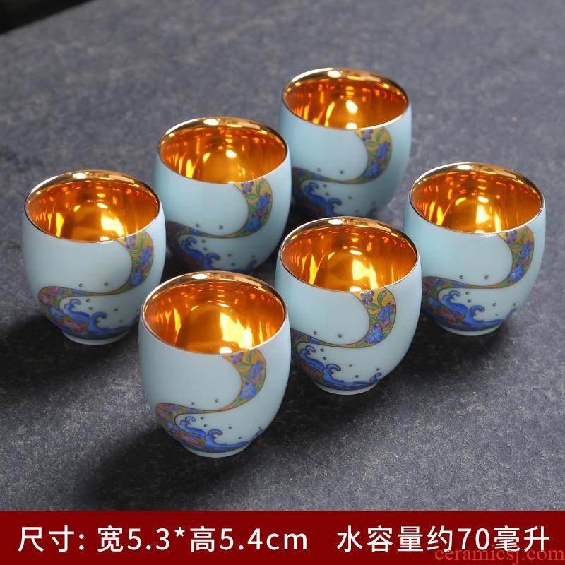 Celadon wrap large silver cup 999 master cup manual single cup sample tea cup of jingdezhen ceramic kung fu tea set