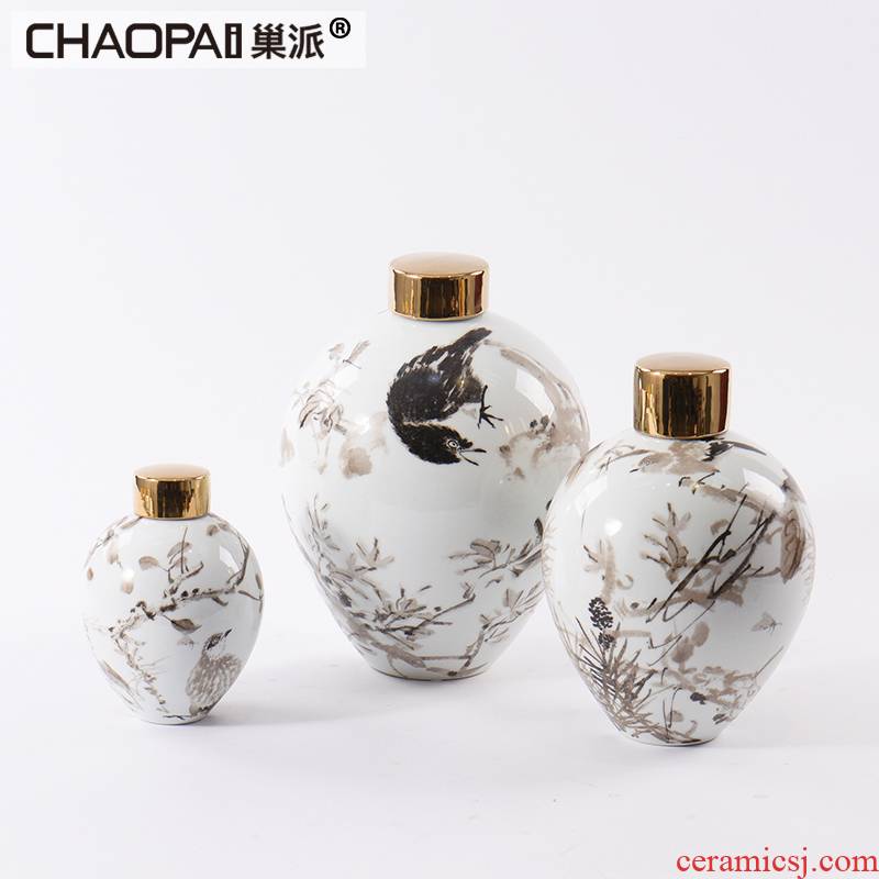 New classical light general key-2 luxury ceramic pot furnishing articles can flower arranging club show rich ancient frame display soft decoration