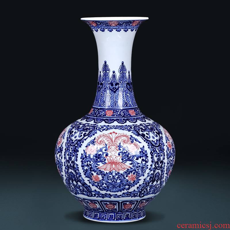 Jingdezhen ceramics imitation qianlong hand - made archaize blue and white porcelain vases, flower arranging new Chinese style living room decorations furnishing articles