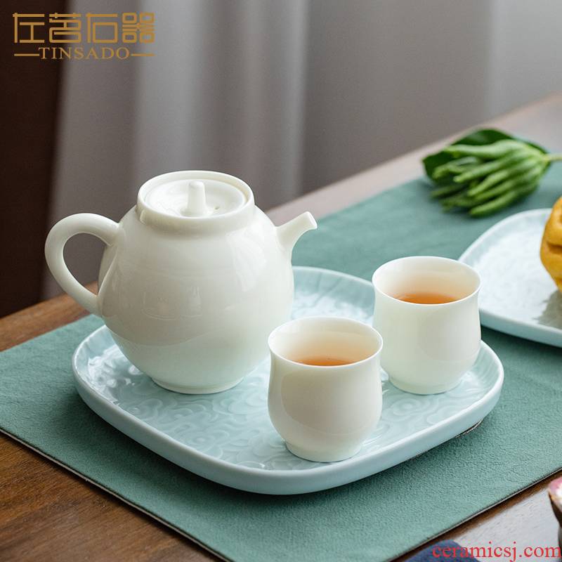 Dehua white porcelain teapot with filter white ceramic white single pot home outfit kung fu teapot large capacity