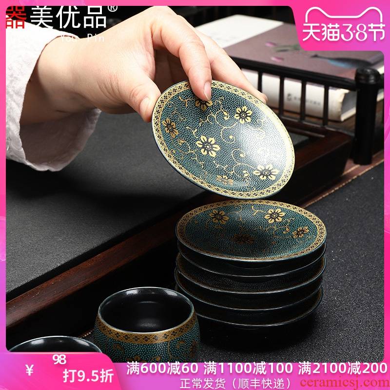 Beauty is superior creative celadon teacup pad as hot preventing heat glass ceramic kung fu tea tea taking of spare parts