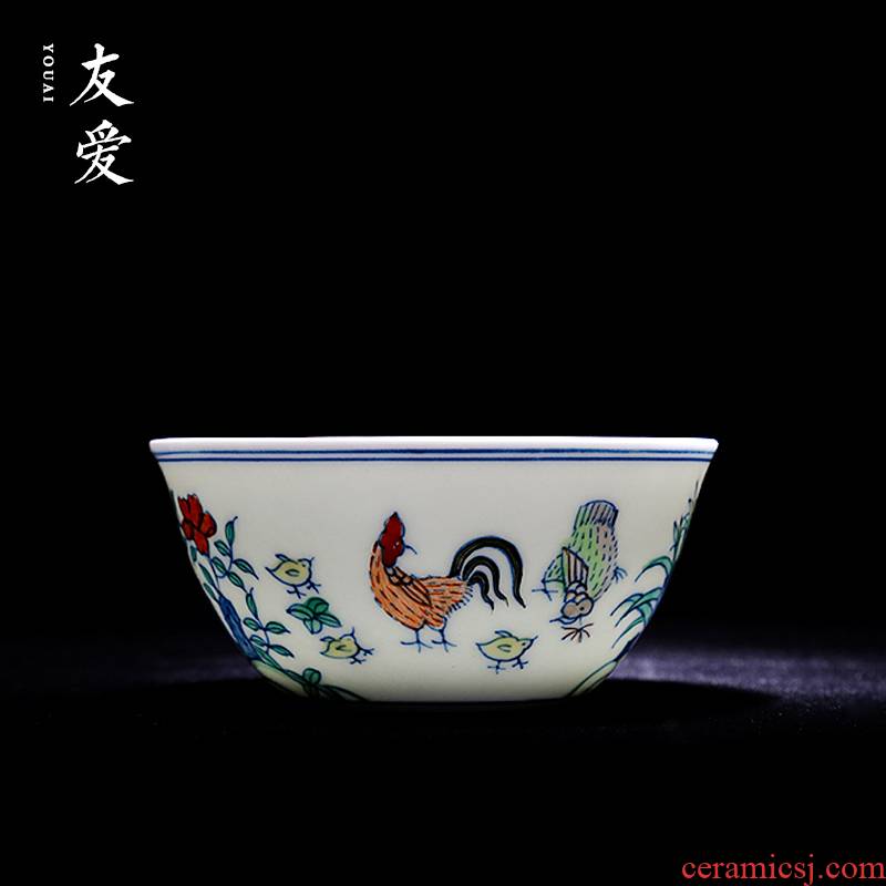 Love chicken hand - made color bucket cylinder cup bowl is archaize of jingdezhen ceramic cups master sample tea cup kung fu tea set