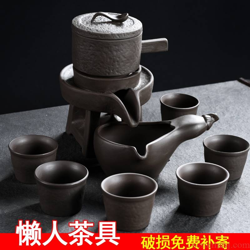 The lazy semi - automatic creative Shi Mopan kung fu tea ice crack purple sand tea sets of household ceramic teapot