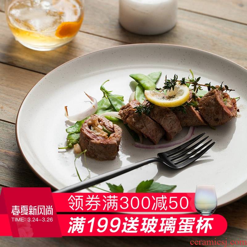 West and household registering plate household utensils creative new round large ceramic 10 inch steak dishes