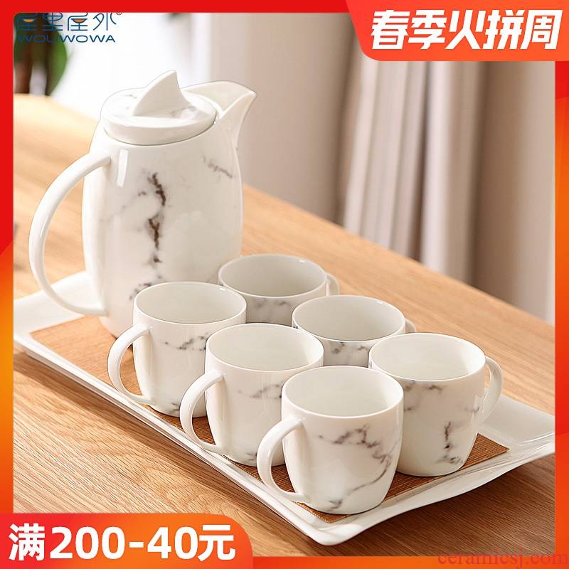 Water set suit ceramic ink cooling kettle Chinese style suit cold pot cup tea tea cups with tray