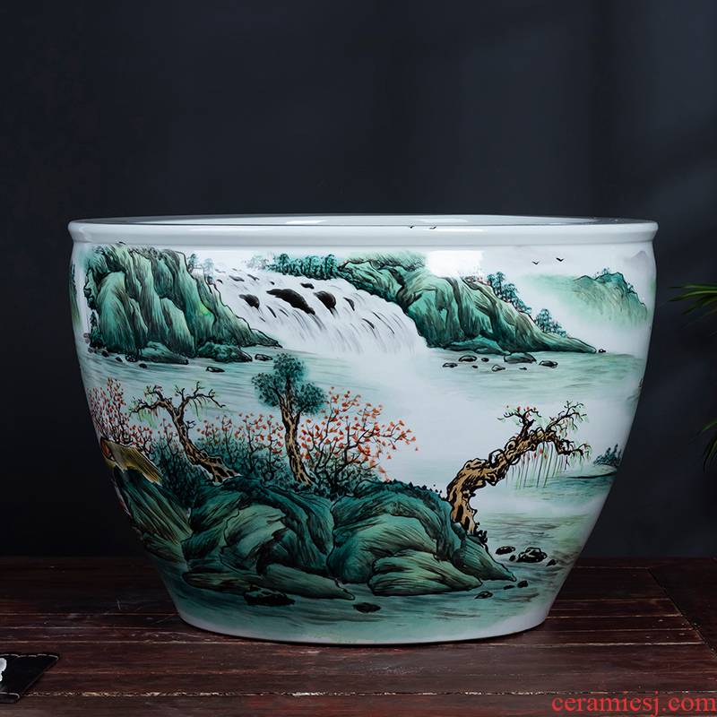 Jingdezhen hand - made ceramic big aquarium landscape furnishing articles of Chinese style living room extra large courtyard floor decoration arts and crafts