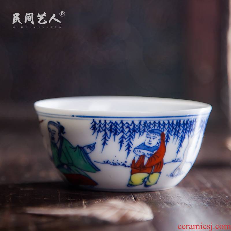 Jingdezhen ceramic color bucket sample tea cup hand - made large master cup archaize single CPU kung fu household individual cups cup