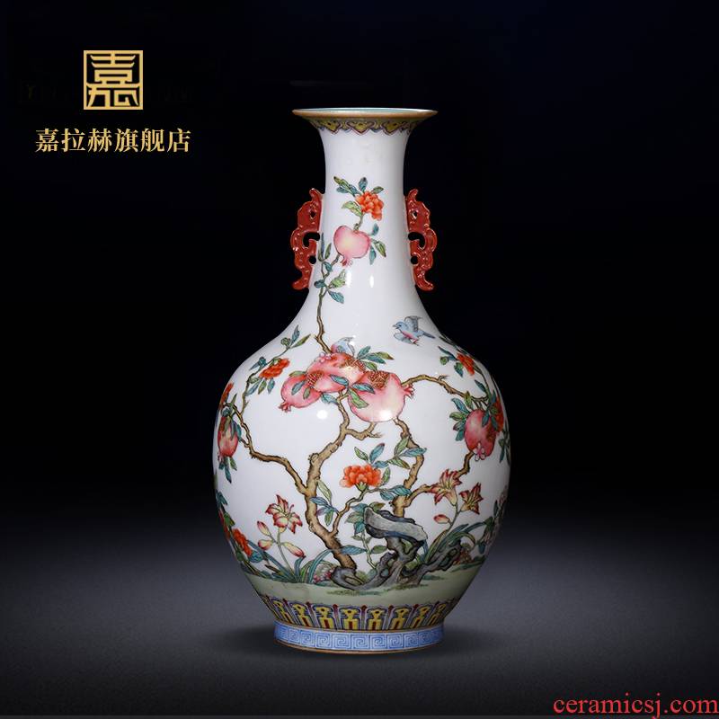 Master jia lage jingdezhen ceramics YangShiQi antique hand - made pastel glass vase with a dragon vase key-2 luxury furnishing articles