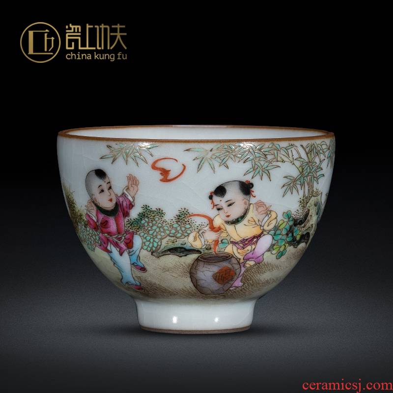 Jingdezhen ceramic tea master kung fu with a small bowl work your up porcelain cup of pure manual hand - made the lad sample tea cup