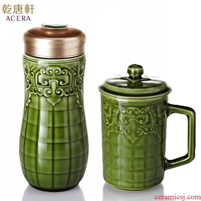 Do Tang Xuan ceramic cup big prosperous double + office two into the gift boxes ceramic cups water in a cup