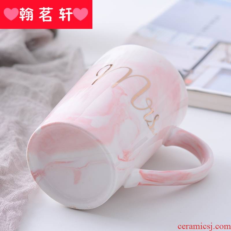 Glass ceramic cup creative move trend mark cup with cover household contracted express girl northern wind ins