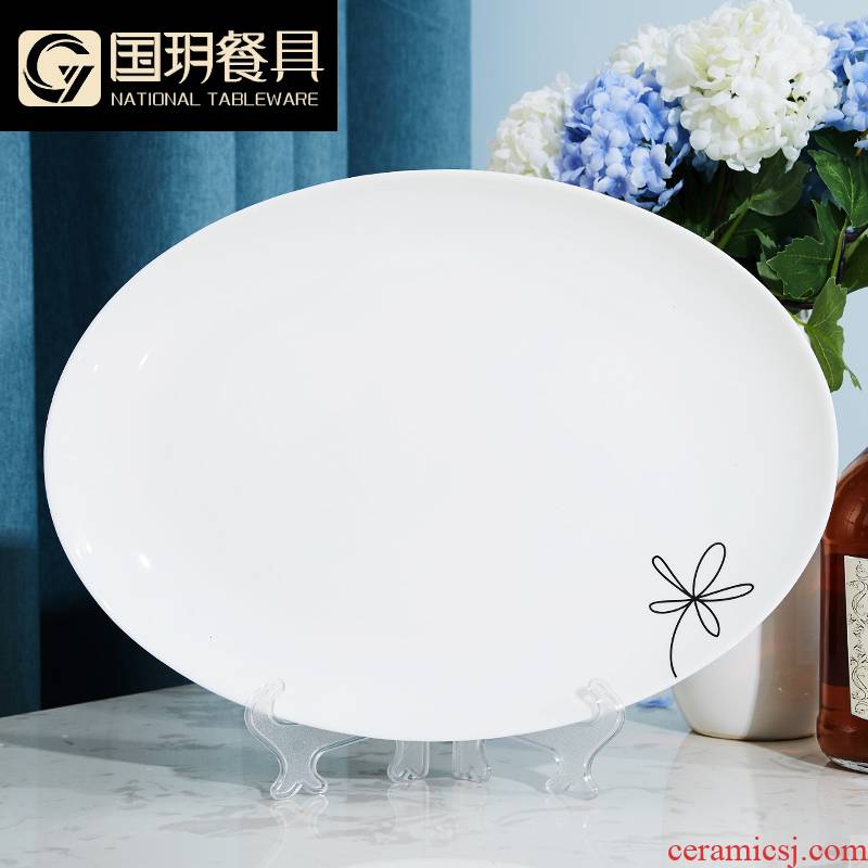 12 inches of ipads China tangshan big plate steak dish creative west pot dish 10 inch plate of large household round fish plate