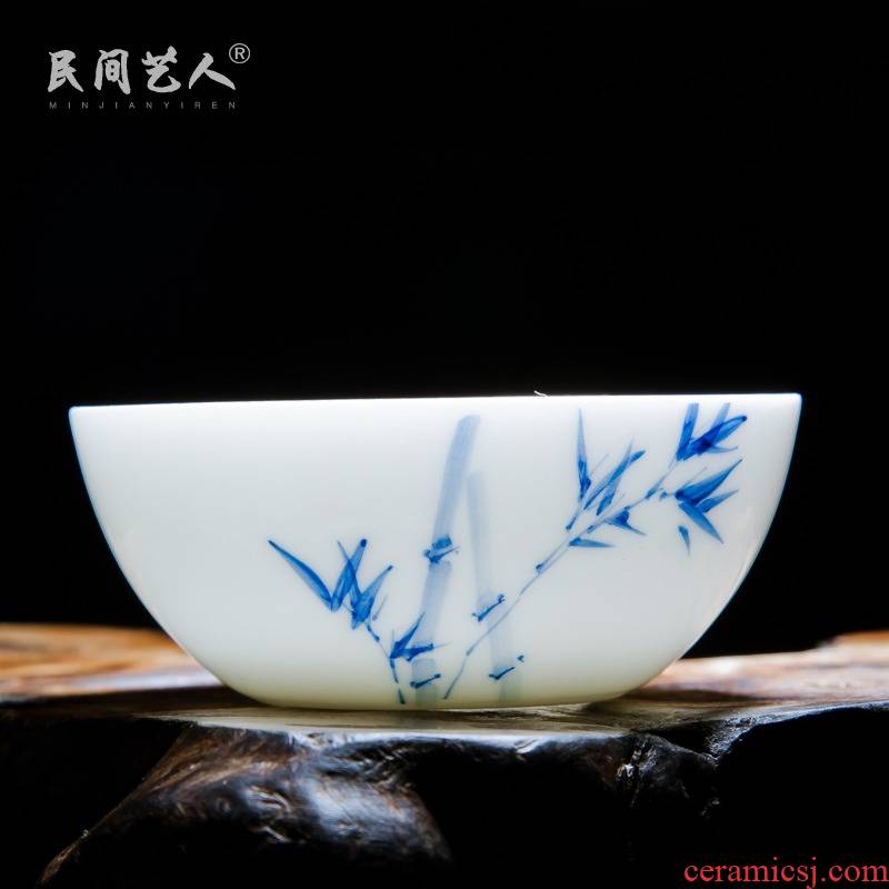 Jingdezhen ceramic hand - made trumpet pu - erh tea cup of kung fu tea master cup sample tea cup individual cup single cup bowl