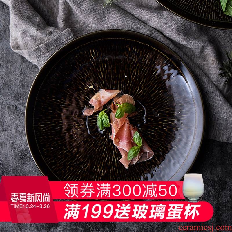 Pasta and novo ceramic western food of plate all the western - style creative round steak salad bowl dish dish plates