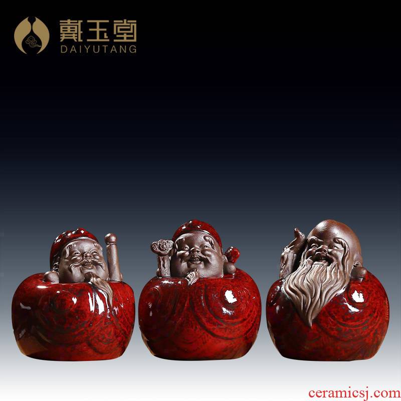 Yutang dai the elders blessing, fine gifts of furnishing articles fu lu shou hand a flame glaze/D69-19