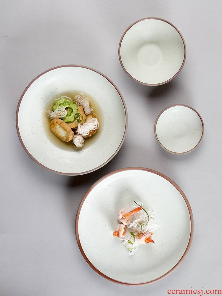 Japanese coarse ceramic tableware with new western food steak plate deep dish dish creative ceramic plate salad plate of household