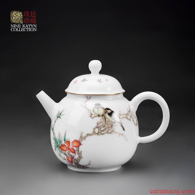 About Nine katyn checking ceramic teapot single pot of jingdezhen tea service hand - made pastel kung fu tea set with filtering little teapot