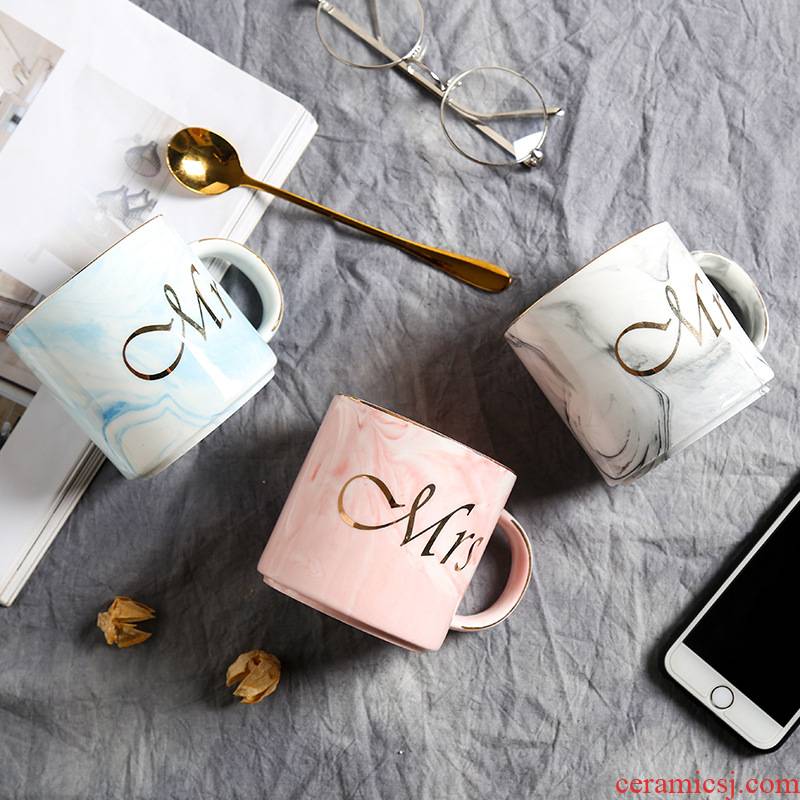Creative marble ceramic cup European up phnom penh office men and women lovers water keller cup coffee cup gift